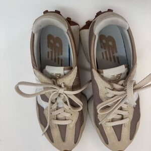 New Balance Tan and White Sneakers